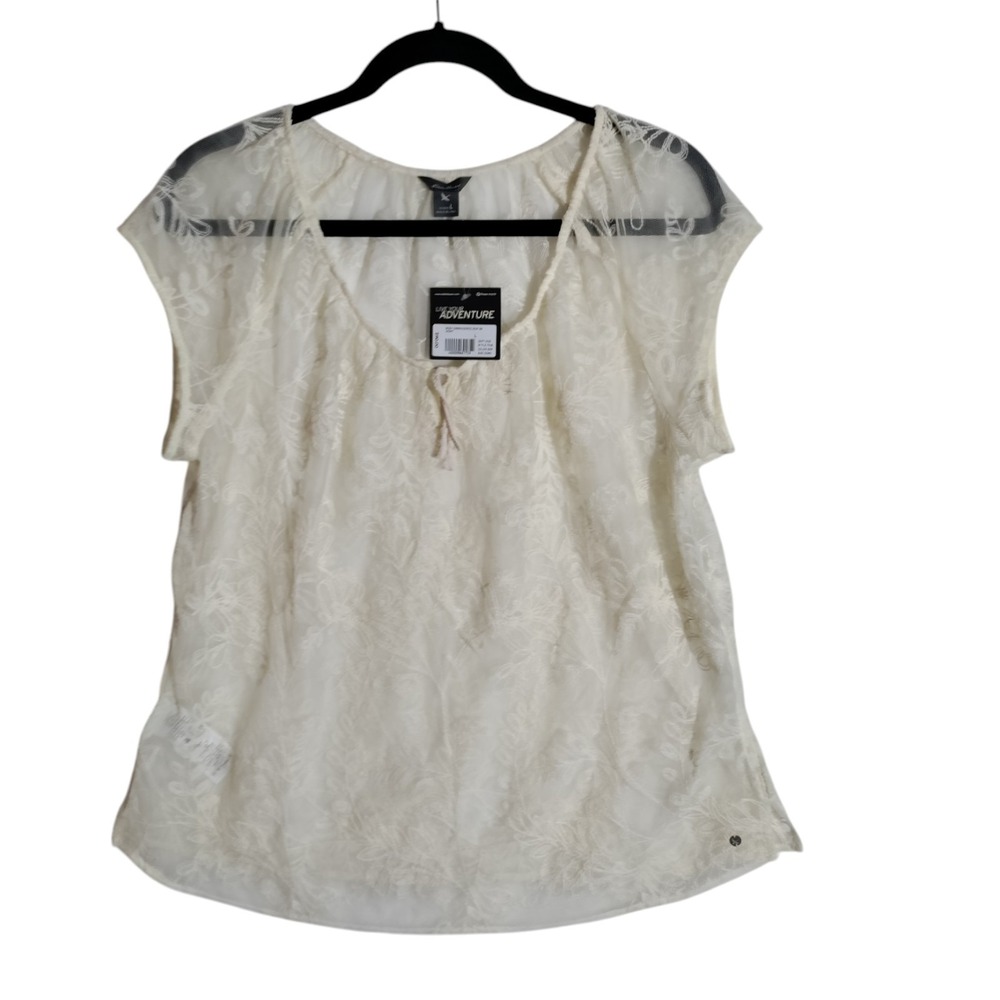 Eddie Bauer Ivory Lace Shear Top Size Large NWT